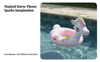 Inflatable Mythical Creature Float with Seat Thickened Material Mythical Horse Inflatable Toy Sturdy PVC Glitter Swim Tube for Girls, Infants, Beach