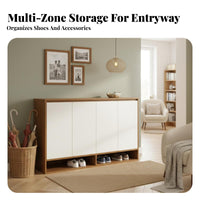 Shoe Storage Cabinet Large Capacity Shoe Organizer Entryway Cabinet Space-saving Furniture with Wood Grain Finish Suitable for Families Adults Hallway Balcony Mudroom