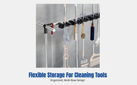 Stainless Steel Mop Holder, Mobile Cleaning Rack, Floor Organizer for Balcony