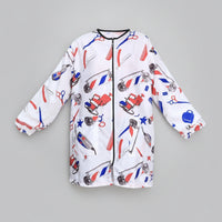 Salon Smock with Zipper Long-Sleeve Barber Smock Hairdresser Jacket with Pockets Long-Lasting Apparel Soft for Hairdressers