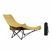 Heavy Duty Steel Frame Folding Camping Chair Side Storage Pocket Reclining Moon Chair Built-in Headrest Portable Beach Lounger Detachable Leg Rest for Beachgoers, Backyard