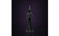 Gothic Tabletop Witch Statue Spooky Standing Witch Figure Dark Fantasy Statue with Tree Root Robe Mystical for Mantels