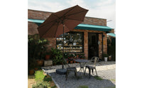 Outdoor Umbrella with Water-Filled Base-Fill Tilting Patio Umbrella Sturdy for Homeowners, Cafe Owners, Backyard, Garden, Poolside