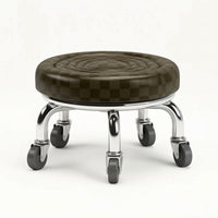 Upholstered Low Stool Compact Rolling Stool Comfortable Rolling Seat Soft for Pedicurists, Stylists, Salon, Workspace, Home Office