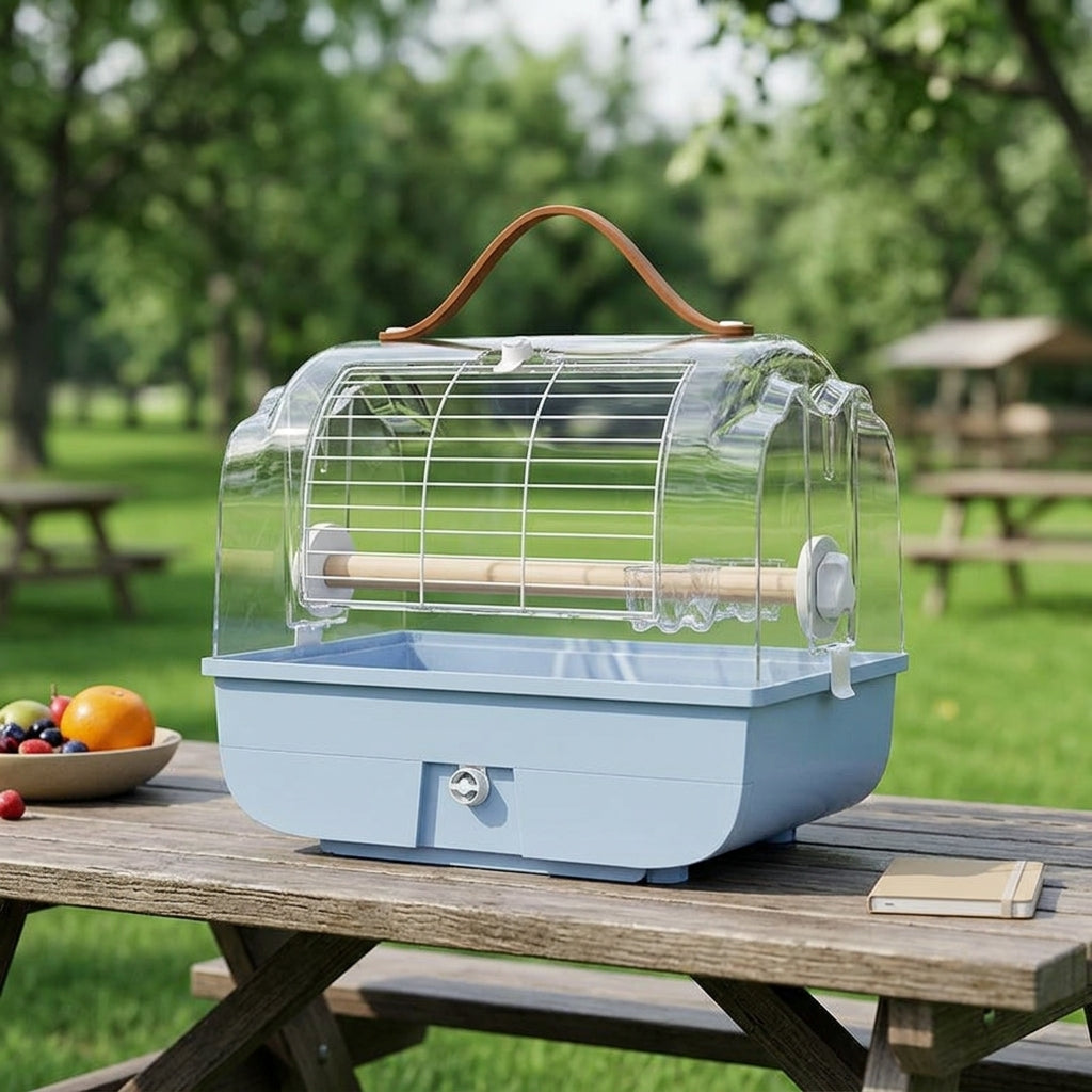 Parrot Carrier Hard-Sided Clear Box, Portable Bird Cage with Top Handle, Outdoor Pigeon Carrier for Travel, Transparent Cockatiel Carrier Case