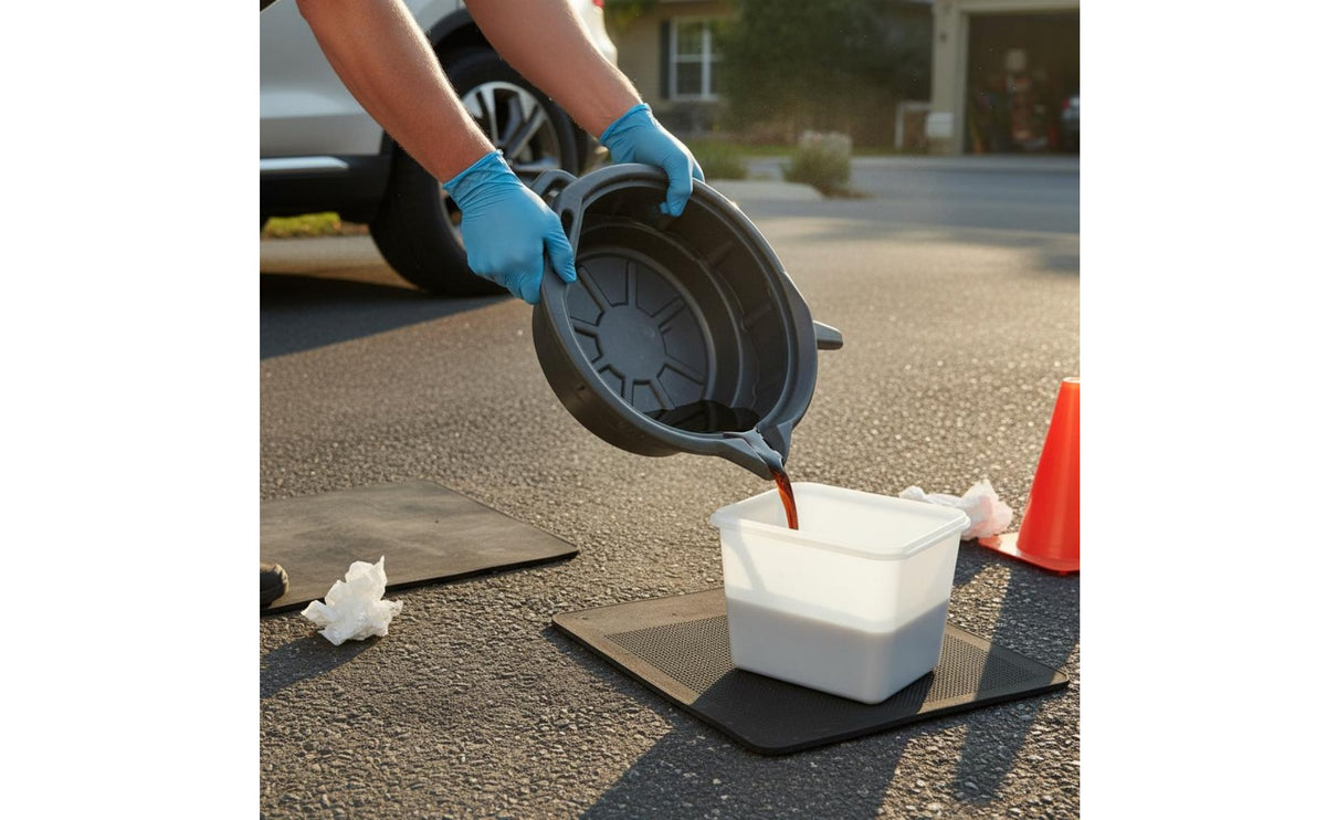 Oil Drain Pan Heavy-Duty Construction Oil Drain Pan Large Capacity Waste Fluid Collector for Mechanics, DIY Enthusiasts, Auto Repair Shop