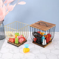 Nordic Iron Coffee Capsule Storage Basket with Lid, Large Capacity