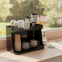Two-Tier Cup Drying Rack Tabletop Cup Rack with Tray Countertop Organizer Easy to Clean for Kitchen Counters, Office Break Areas