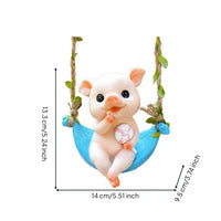 Pig Swing Ornament Rope Hanger Resin Pig Swing Statue Cute Glossy for Garden, Porch