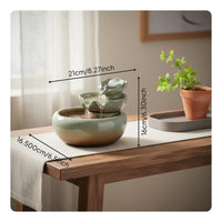Feng Shui Component Ceramic Lotus Fountain Zen Decor Desktop Water Feature Artisanal House Decoration for Office, Bedroom