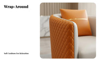 Nordic Design Upholstered Barrel Chair Luxury Design Quilted Barrel Chair High-Density Foam Cushion Commercial Furniture Skin-Friendly Material for Interior Designers, Business Owners, Reception Area, Waiting Room, Office, Bedroom