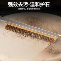 Pizza Brush with Wooden Handle and Brass Wire Bristles