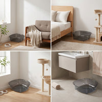 Shallow-Depth Litter Pan with Rim Translucent Cat Litter Tray One-Piece Easy to Clean for Cats, Kittens, Indoor, Apartments