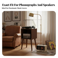 Solid Wood Vinyl Album Storage Cabinet Retro Design Vinyl Storage Cabinet Long-Lasting Construction Central-Century-Century Modern Album Console Space-Saving for Audiophiles, Music Room