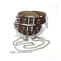 Streetwear Studded Belt with Chain Goth Punk Belt with Chain Rock Metal for Everyday Wear