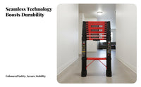 Anti-Slip Feet Carbon Steel Telescopic Ladder Safety Hooks Telescopic Extension Ladder Rust-Proof Safe Locking Mechanism for Construction Workers, DIY Enthusiasts, Outdoor, Indoor, Building Maintenance, Garage