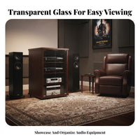 1 Piece KTV Amplifier Stand Audio Equipment Rack Heavy Duty Ventilated Design Rolling Cabinet with Mesh Door Suitable for Audiophiles Studio Living Room