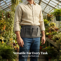 Wear-Resistant Waxed Canvas Tool Belt Heavy Duty Waist Tool Belt Quick Release Buckle Multi-Pocket Work Pouch for Gardeners, Electricians, Carpenters, Construction Site, Workshop, Home Improvement