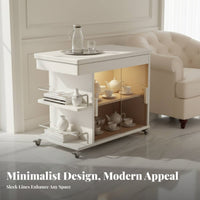 Fold-up Tray Table Foldable Design 2-Tier Rolling Cart Multi-Functional Easy Mobility for Hosts, Dining Area, Kitchen, Balcony