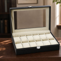 Watch Storage Box Leather Organizer Transparent for Dresser, Men