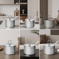 Seasoning Jar with Spoon Elegant Seasoning Cellar with Spoon Seasoning Pot with Lid Rust-Resistant Seasoning Cellar with Lid