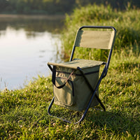 Camping Chair with Cooler Portable Chair with Cooler Bag Insulated Fishing Stool with Bag for Campers, Anglers, Picnics, Beach