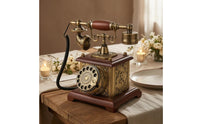 Rotary Telephone Message Book Bronze Finish Vintage Desk Phone Message Book Rotary Phone Wood-Toned Base