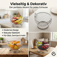 Wire Basket Fruit Basket for Dining Table, 27x25x19.5cm, Modern Fruit Storage Basket with Handle, European Design