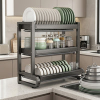 Utensil Holder Knife Holder and Chopstick Holder Draining Rack, 304 Stainless Steel Floor Standing Organizer for Modern Kitchen Counter Space
