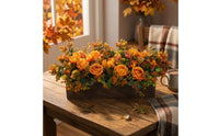 Artificial Flower Arrangement with Wooden Box Rustic Floral Centerpiece with Wooden Completely Full Artificial Floral Centerpiece