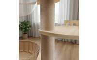 Solid Wood Construction Floor to Ceiling Cat Tree All-in-Single Wooden Cat Climbing Frame Pet Furniture for Indoor