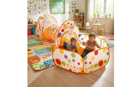 Foldable Kids Play Tent and Tunnel Set Mesh Play Tent Set Collapsible Crawl-Through Tunnel Polka Dot