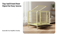 Secure Lock Heavy Duty Dog Enclosure Easy to Clean Heavy Duty Dog Crate Removable Tray Double Door Pet Kennel Coating