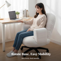 Height Adjustable Upholstered Swivel Armchair Thick Cushion Task Chair Soft Textile Upholstery Home Furniture Ergonomic Design for Young Adults, Homeowners, Dormitory, Study Room, Reading Nook, Reception Area