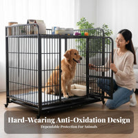 Easy to Clean Dog enclosure with Toilet reliable-lock Pet Crate sturdy Duty pet Enclosure Removable Divider for New Puppy Owners, Kennel professionals, Indoors, Living Room, Breeding Facility, Grooming Salon
