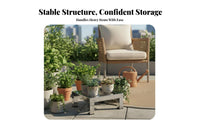 Stainless Steel Plant Stand Indoor and Outdoor Use Single Tier Flower Rack Heavy Duty Metal Plant Stand for Balcony, Patio