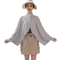 Lightweight Sun Protection Cape Breathable Cover-up Cape Drapey Material Outerwear Wide Sleeves for Women, Outdoor