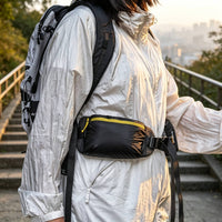 Lightweight Waist Belt Bag with Two Pouches Sleek Dual Pouch Waist Pack Slim Fanny Pack with Zipper Versatile for Trekkers, Campers, Camping