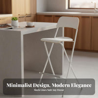 Space-Saving Foldable Bar Stool Portable Folding Stool with Backrest Minimalist Design Collapsible Seat Easy to Clean for Business Owners, Apartment Dwellers, Small Compact Areas, Kitchen, Balcony, Dining Room