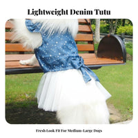 Season Summer Wear Denim Dog Tutu Accent Star Pattern Dog Dress With Knot for Photo Shoots, Birthdays, Outdoor Walks