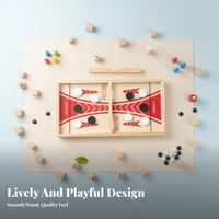 Solid Wood Construction Wooden Combination Board Game Screen-Unrestricted Fun Sling Puck Game Easy to Learn for Children, Family, Party