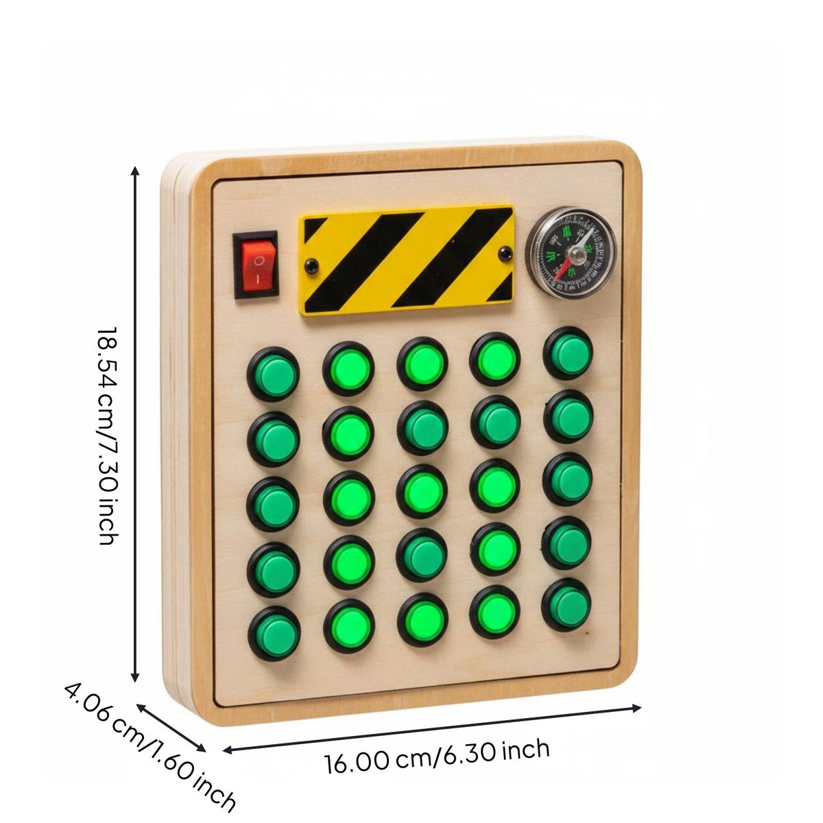 Early Education LED Light Switch Toy Hand-Eye Coordination Wooden Button Board Develops Concentration for Preschoolers