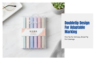 Pastel Double Tip Highlighter Set, Soft Color Marker Pen, Student Note Emphasis, Boxed