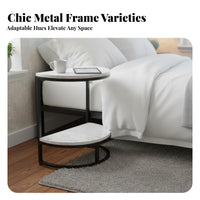 C-Shaped Design dual-level Halfcircular table Modern aesthetic 2-Tier Accent Table Space-Saving Nightstand Movable for Apartment Dwellers, Homeowners, Students, Living Room, Bedroom, Small Spaces, Entryway