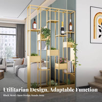 Industrial Design Freestanding Geometric Divider Multi-Functional Slatted Partition with Shelves Modern Design Household Furniture Does Not Block Light for Apartment Dwellers, Interior Designers, Closed off Ice Managers, Living Room, Entrance, Bar