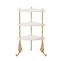 Freestanding 3-Tier Corner Shelf Luxury Aesthetic Display Stand Space-Saving Design Storage Rack Sturdy Construction for Apartment Dwellers, Interior Designers, Living Room, Balcony, Corners, Small Areas