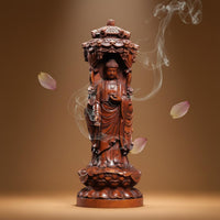 Hand Carved Buddha Statue Aged Finish Carved Buddha Statue Intricate Details Religious Decor for Collectors, Buddhists, Meditation Room