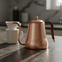 Precise Pouring Control Copper Gooseneck Kettle Artisanal Design Hand-Hammered Coffee Pot Vintage Design Pour-over Coffee Kettle All Stovetop Compatible for Baristas, Home Brewing, Cafe