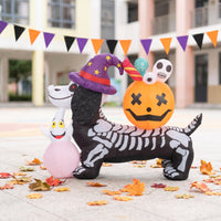 Skeleton Dog with Pumpkin Head Outdoor Inflatable Skeleton Dog Seasonal Outdoor Decoration