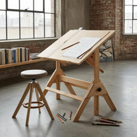 Adjustable Drafting Table L-Square Included Wooden Drafting Table Slanted Tabletop Furniture
